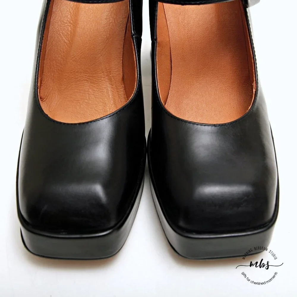 NWT Jonak Paris Mary Jane Block Heels Leather Platform‎